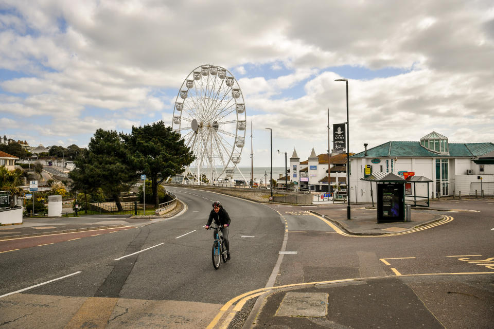 Roads are deserted in Bournemouth as the UK continues in lockdown to help curb the spread of the coronavirus.