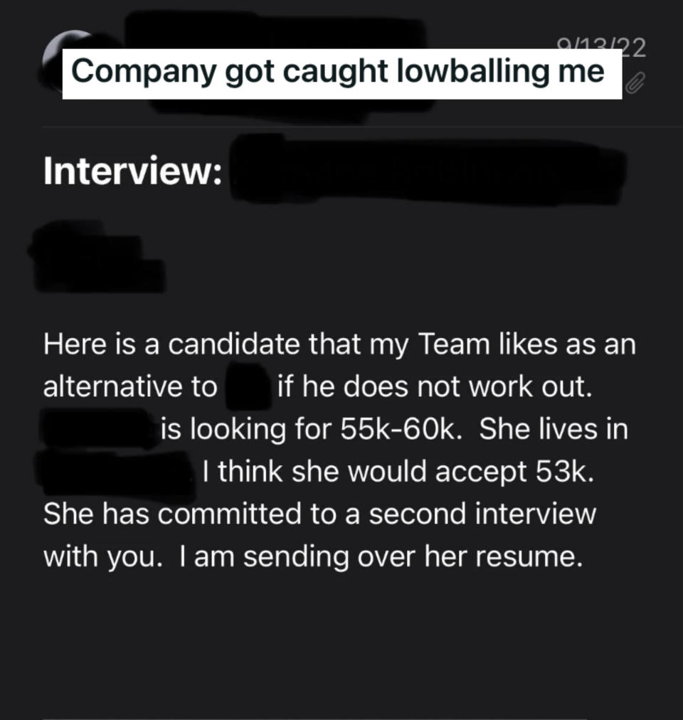 "Company got caught lowballing me"