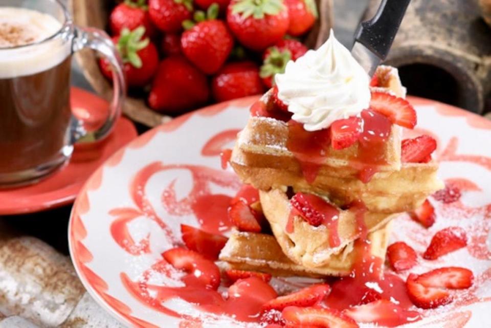 Strawberry waffles at Lupe Tortilla.