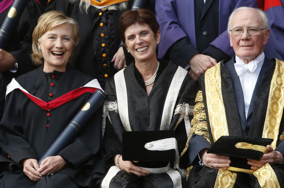 Prof Richardson (centre), then St Andrews University principal and vice-chancellor, with Hillary Clinton and St Andrews University Chancellor Menzies Campbell