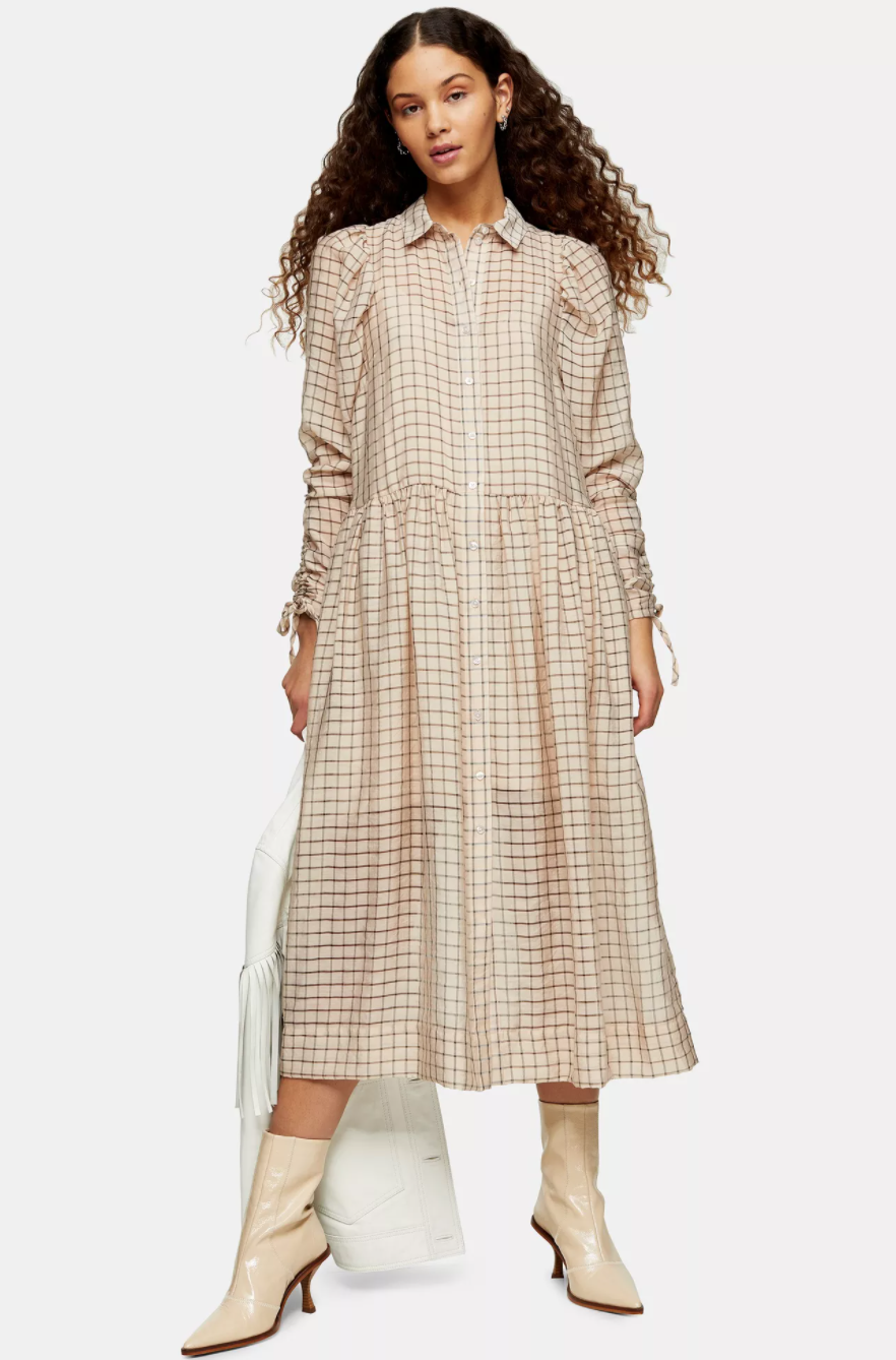 Ecru Check Organza Shirt Dress. Image via Topshop.