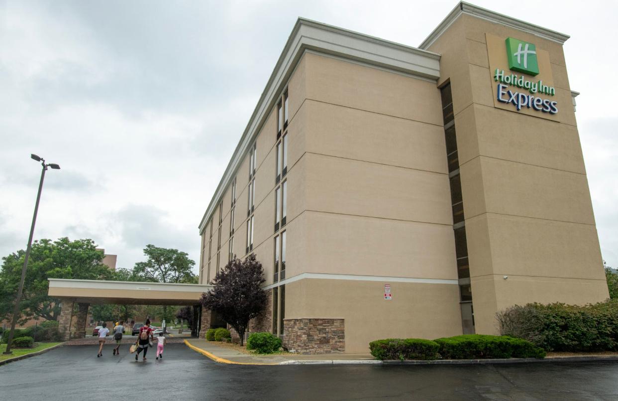 The Holiday Inn Express on Summer Street, where Haitian migrants have been staying.