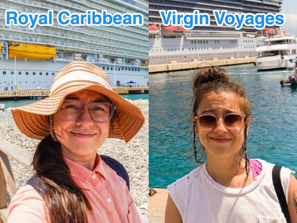Left: The author on a Royal Caribbean ship. Right: The author on a Virgin Voyages ship