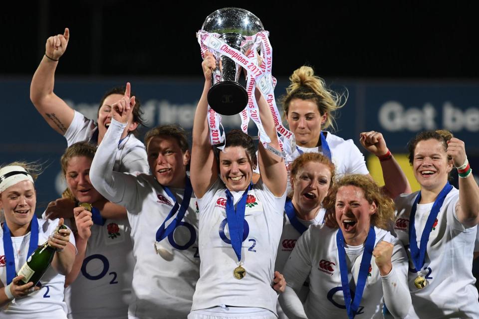 Captain Sarah Hunter and the England players celebrate Grand Slam glory: Shaun Botterill/Getty Images