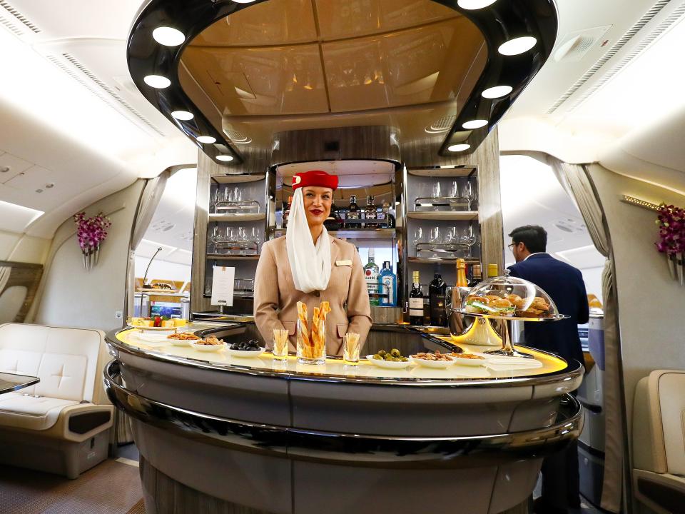 The first class cabin on an Emirates A380.