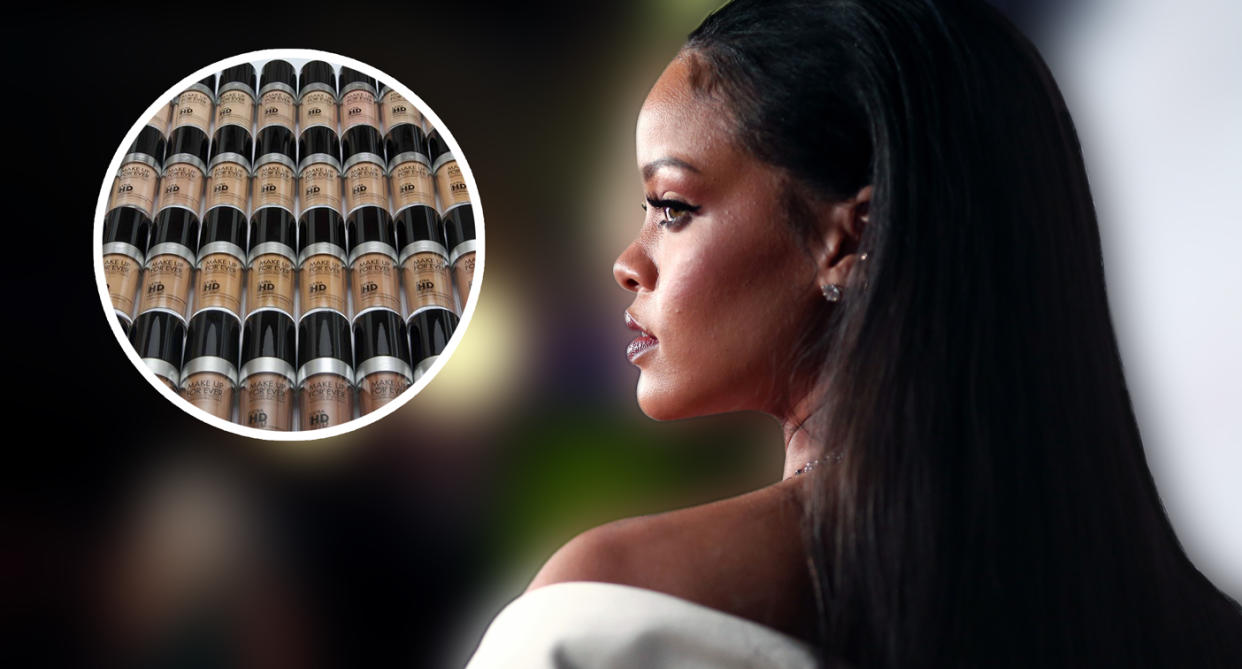 The brand is speaking out in response to Rihanna’s inclusive beauty range. (Photos: Make Up Forever Official/Instagram; Getty Images)