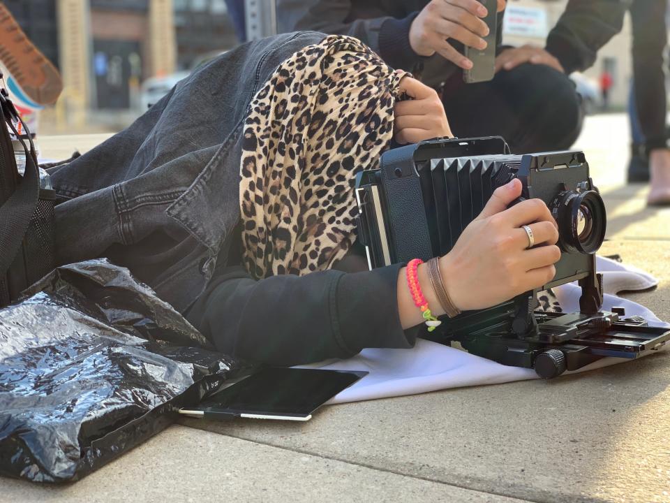 The author shoots on a large-format film camera in Dallas, Texas, in 2018.