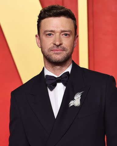 <p>Jamie McCarthy/WireImage</p> Justin Timberlake at the Vanity Fair Oscar Party on March 10, 2024