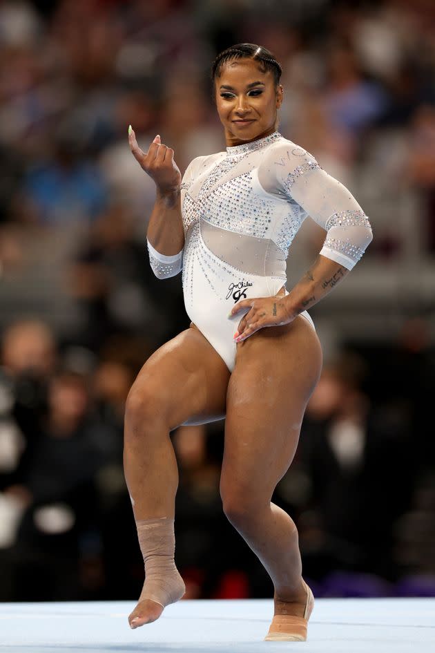 Chiles competes in the floor exercise during the 2024 Xfinity U.S. Gymnastics Championships at Dickies Arena on June 2 in Fort Worth, Texas.