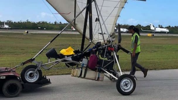 PHOTO: Two Cuban migrants were taken into U.S. Border Patrol custody after landing at the Key West International Airport onboard a powered hang glider, Mar. 25, 2023. (Monroe County Sheriff's Office)