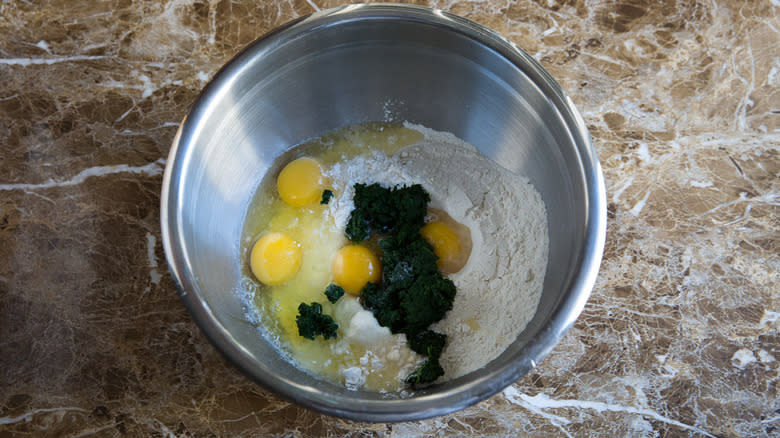 pasta dough ingredients in bowl