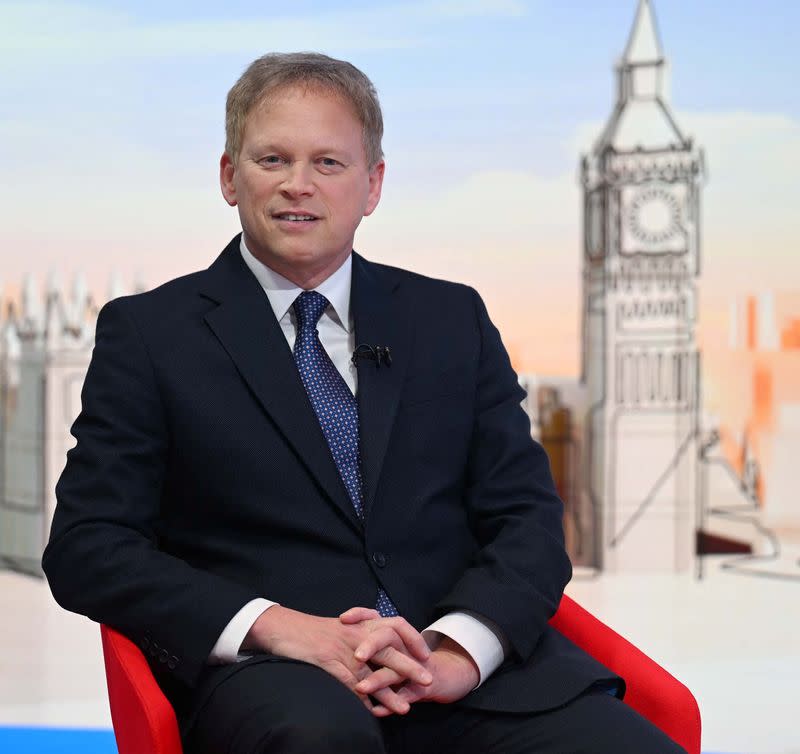 British Defence Secretary Shapps appears on Sunday with Laura Kuenssberg in London