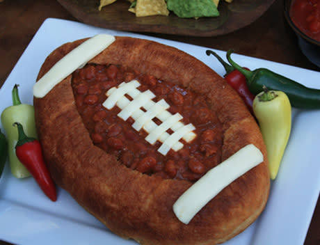 Chili in a Football Bread Bowl