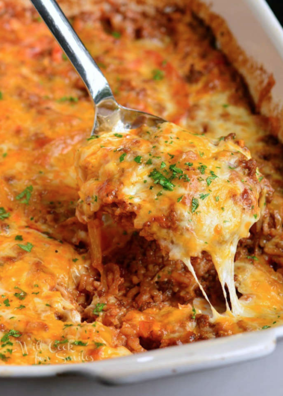 <p>Amazing rice casserole packed with the best flavors of beef enchiladas. This flavorful casserole is made with ground beef and bell pepper mixture, spices, homemade enchilada sauce, and topped with lots of cheese.</p><p><strong>Get the recipe: <a href="https://www.willcookforsmiles.com/beef-enchilada-rice-casserole/" rel="nofollow noopener" target="_blank" data-ylk="slk:Beef Enchilada Rice Casserole;elm:context_link;itc:0;sec:content-canvas" class="link rapid-noclick-resp">Beef Enchilada Rice Casserole</a></strong></p>