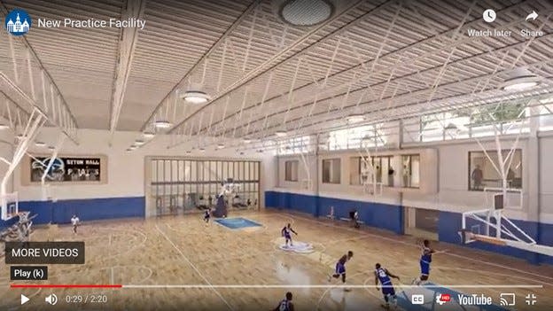 Screen shot of the practice court in the proposed basketball facility addition at Seton Hall