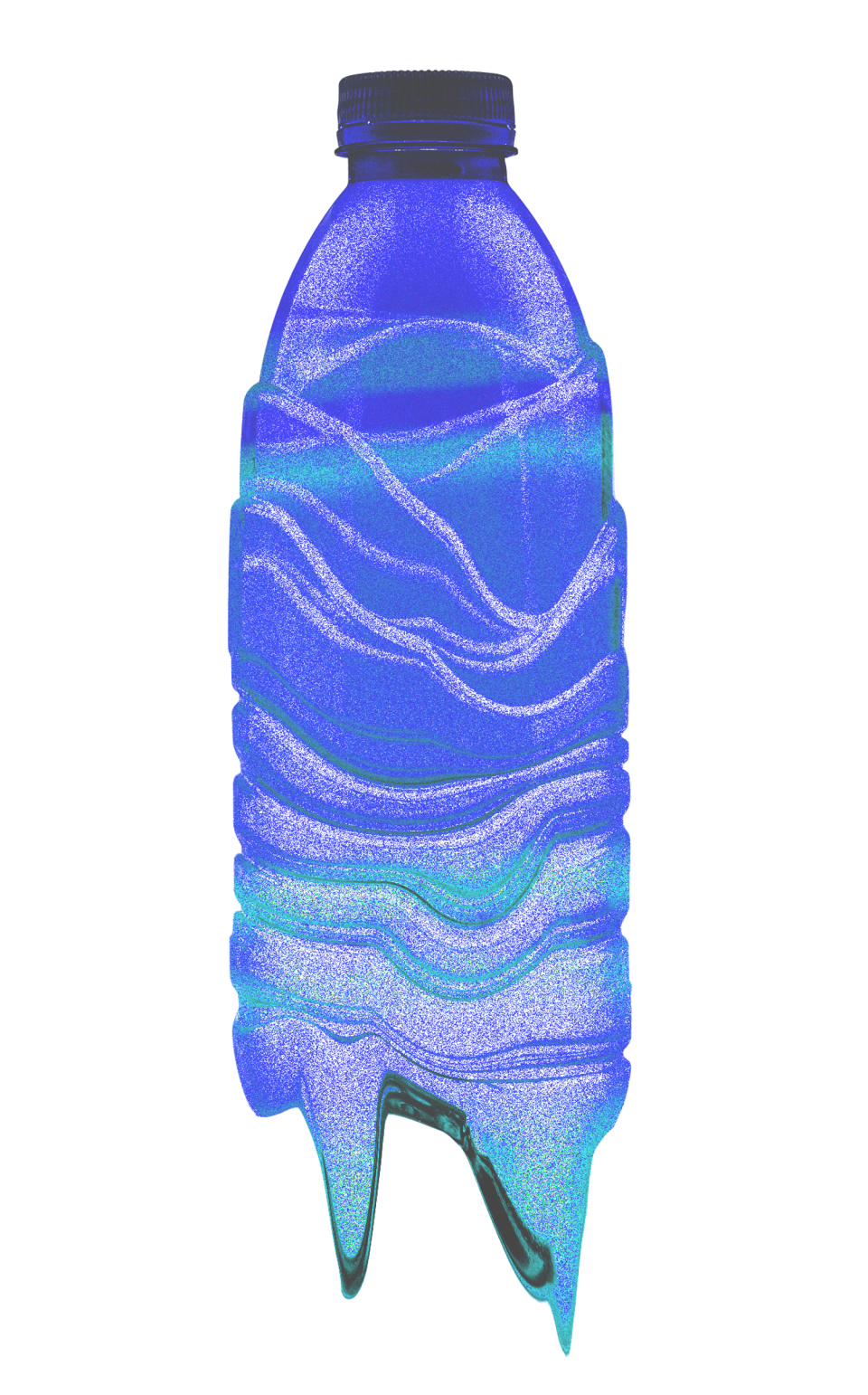 Photo illustration of a melting water bottle.