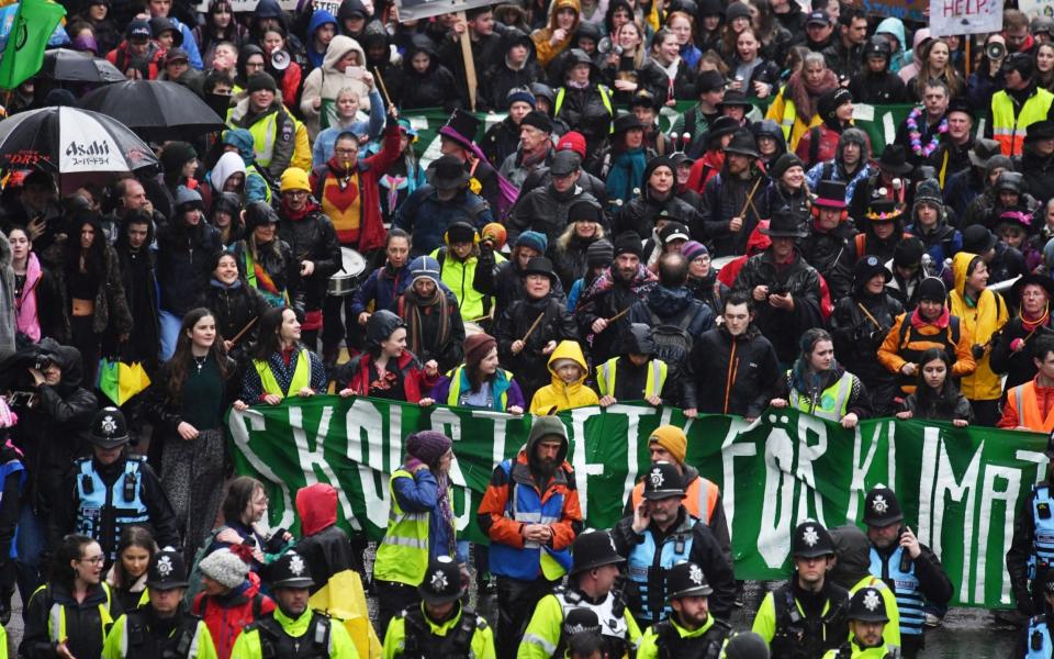 Greta led the march, which organisers say was attended by more than 30,000 people - Leon Neal/Getty