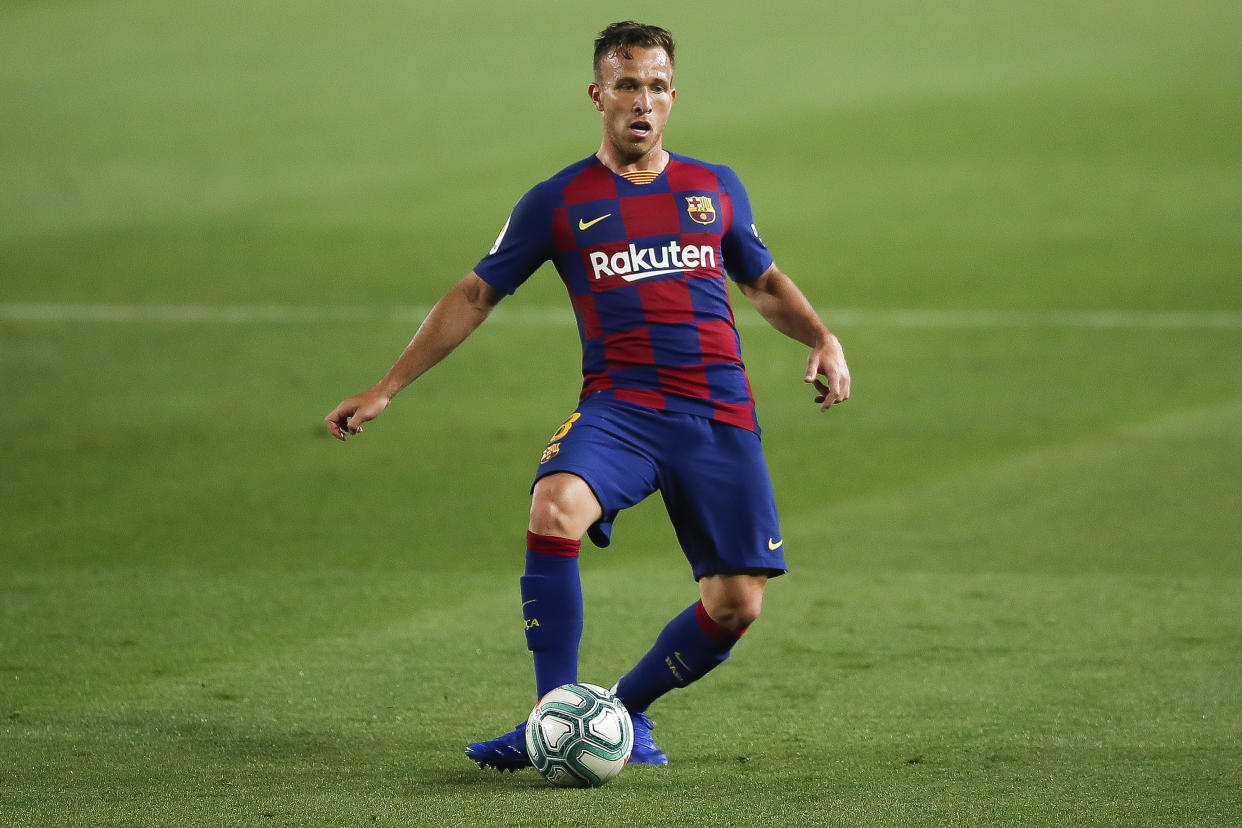 Arthur Melo jugando un partido con el Barcelona