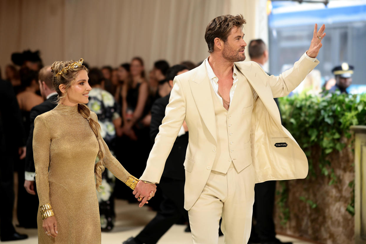 Elsa Pataky and Chris Hemsworth attend The 2024 Met Gala Celebrating 