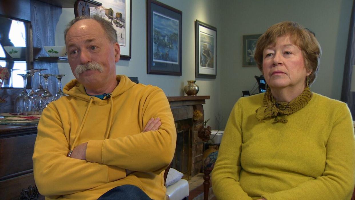 Laurie McLean, left, and Cheryl Brown-McLean were part of the 'Cauls cluster' of COVID-19 cases at the very beginning of the COVID-19 pandemic in Newfoundland and Labrador. Four years later, they're looking back at what the experience was like. (Mark Quinn/CBC - image credit)