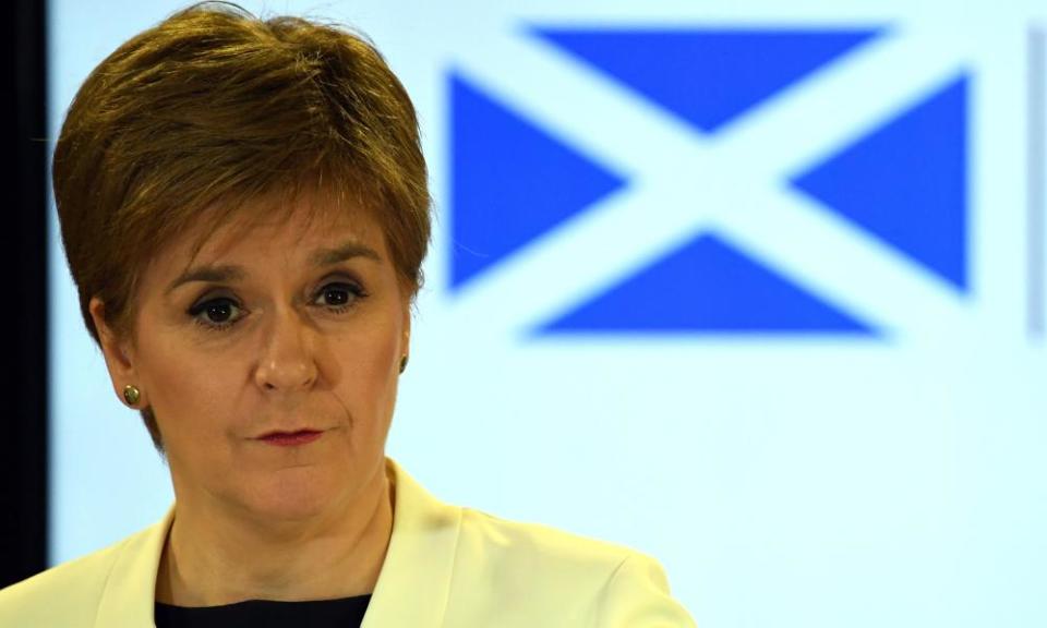 Nicola Sturgeon during a coronavirus briefing in March