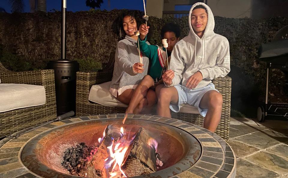 Backyard bonfire with my favorites.