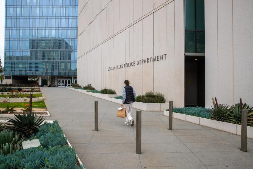 LOS ANGELES, CA - APRIL 12: Los Angeles Police Department Headquarters in Los Angeles. LAPD Headquarter on Wednesday, April 12, 2023 in Los Angeles, CA. (Irfan Khan / Los Angeles Times)