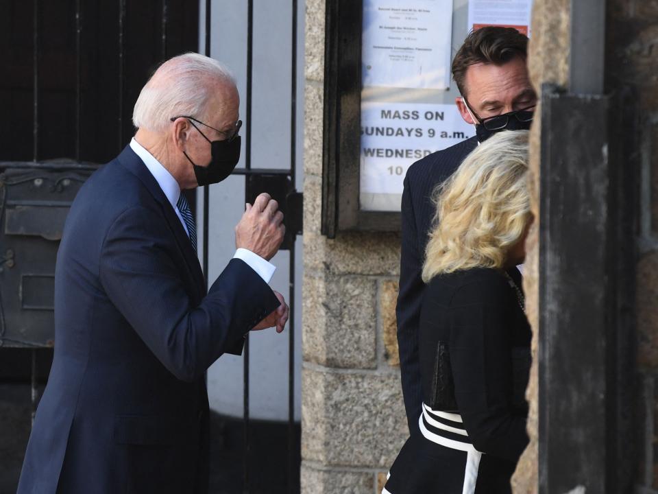 The US president and his wife went to a church in St Ives on the final day of the G7 summit (AFP via Getty Images)