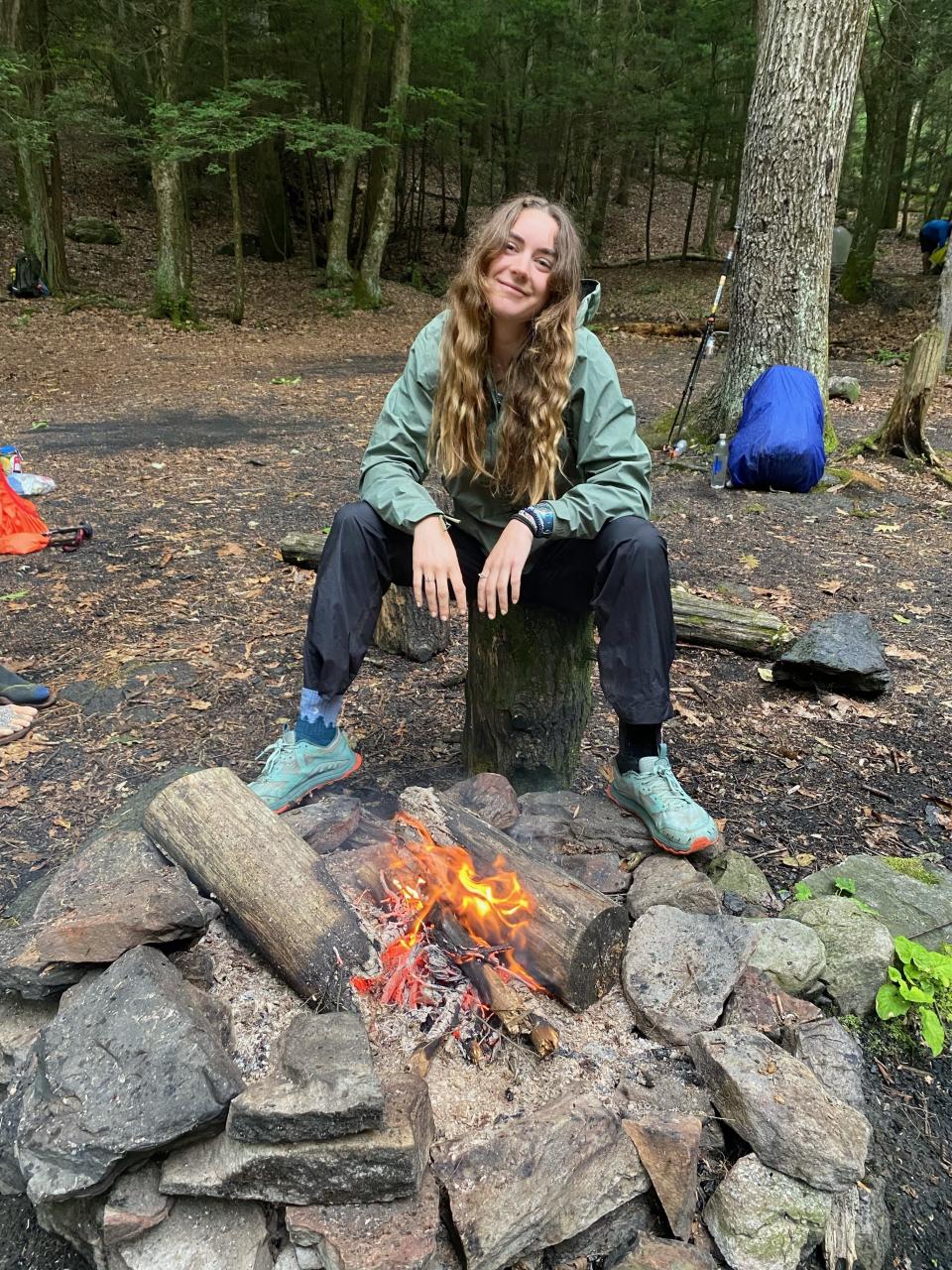 Poughkeepsie's Alexis Holzmann is photographed by hiking partner while camped out during their hike of the famous Appalachian Trail in spring 2023.