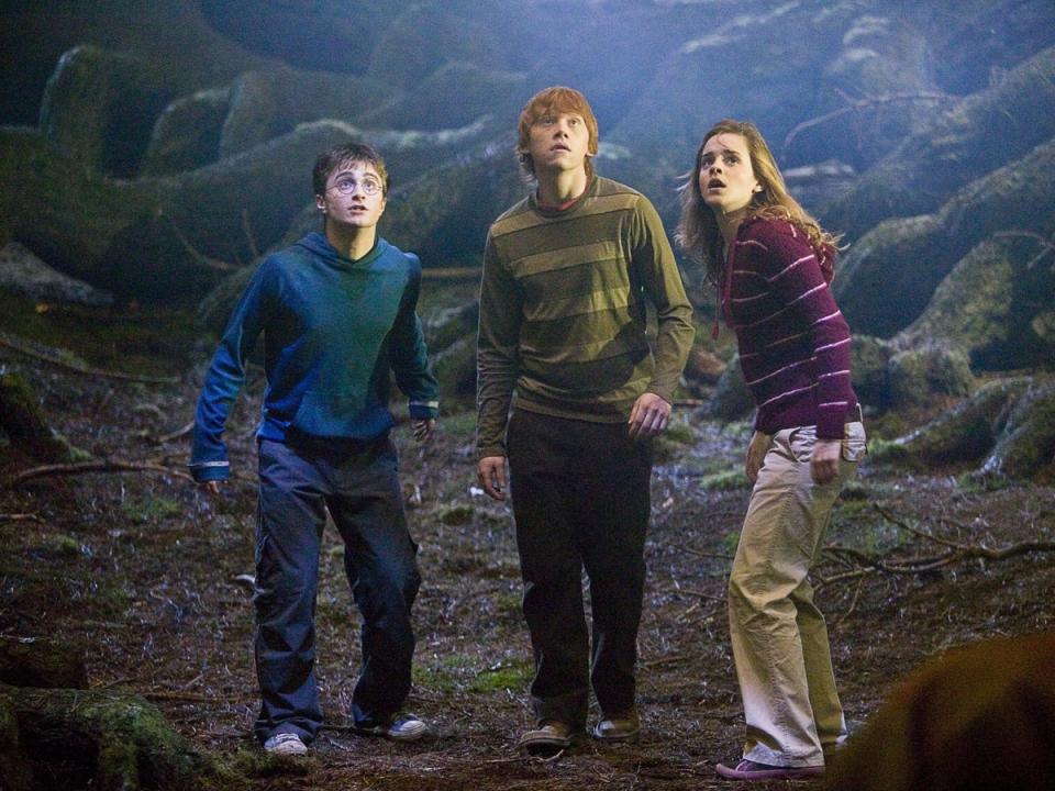 Harry (Daniel Radcliffe), Ron (Rupert Grint) and Hermione (Emma Watson) in ‘Prisoner of Azkaban' (Warner Bros)