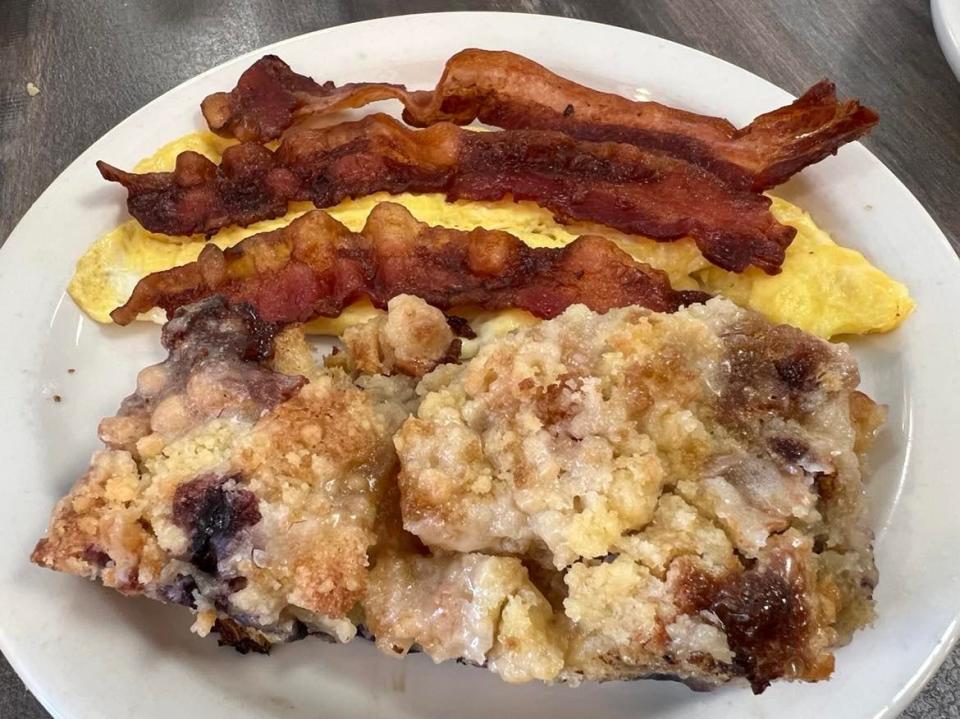 Lemon-blueberry breakfast casserole is a signature item at The Crow's Nest Diner at 707 S Main St. in North Canton. Breakfast casseroles, which can be ordered by the pan, are only available on weekends.