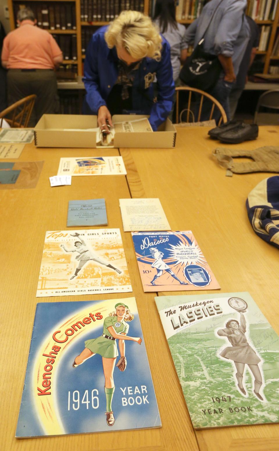 Memorabilia of the All-American Girls Professional Baseball League is out for patrons to see Friday, Aug. 19, 2022, in an exhibit at The History Museum in South Bend.  Players, fans and families were in South Bend this past weekend for a reunion of the league in South Bend.