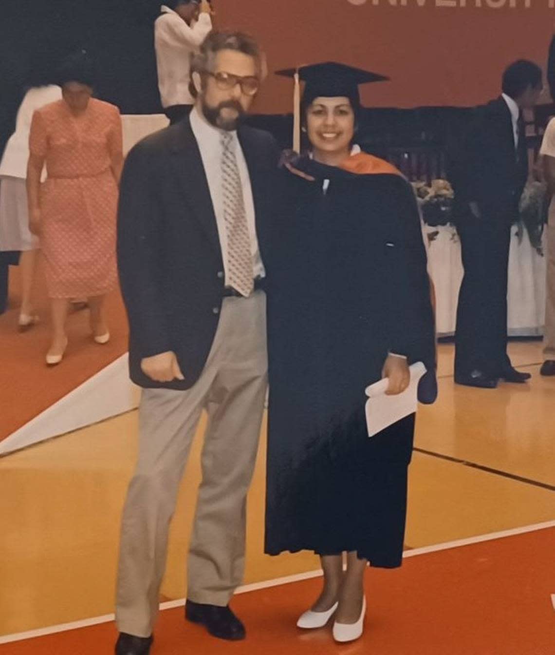 Rita Utt and Mike Utt at Rita’s graduation from the University of Houston law school in 1986.