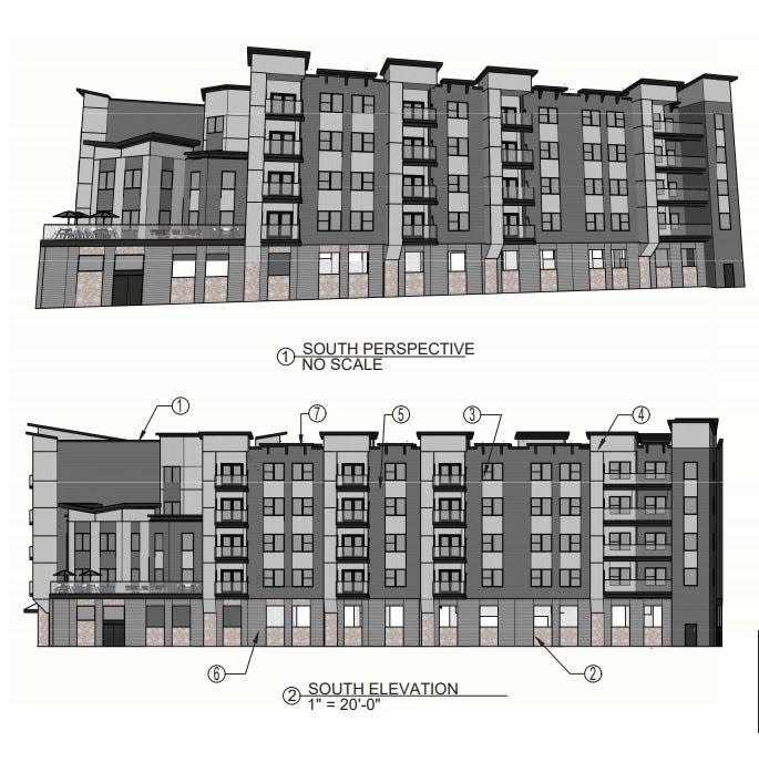 The planned Retreat@Switchyard housing development is seen in this architect's rendering.