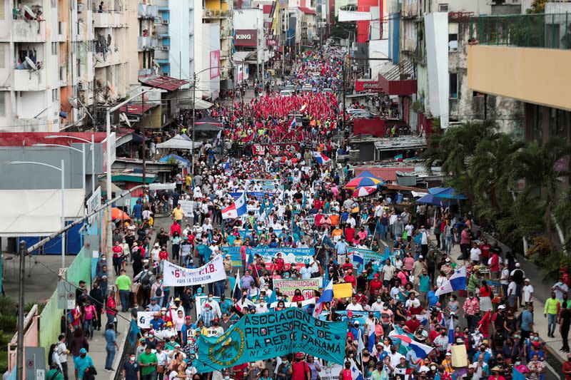 FILE PHOTO: Demonstrators protest over fuel price hikes, in Panama City