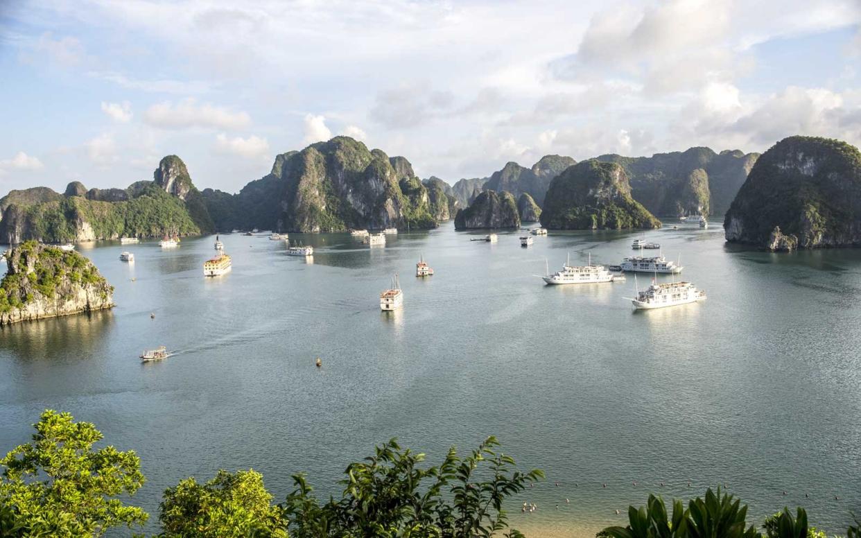 View of Ha Long Bay from Sim Soi Island, Vietnam