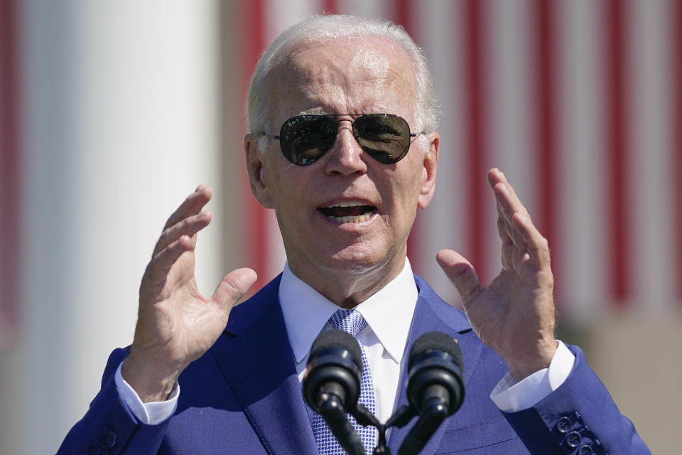 President Joe Biden speaks before signing the "CHIPS and Science Act of 2022" during a ceremony on the South Lawn of the White House, Tuesday, Aug. 9, 2022, in Washington. (AP Photo/Evan Vucci)