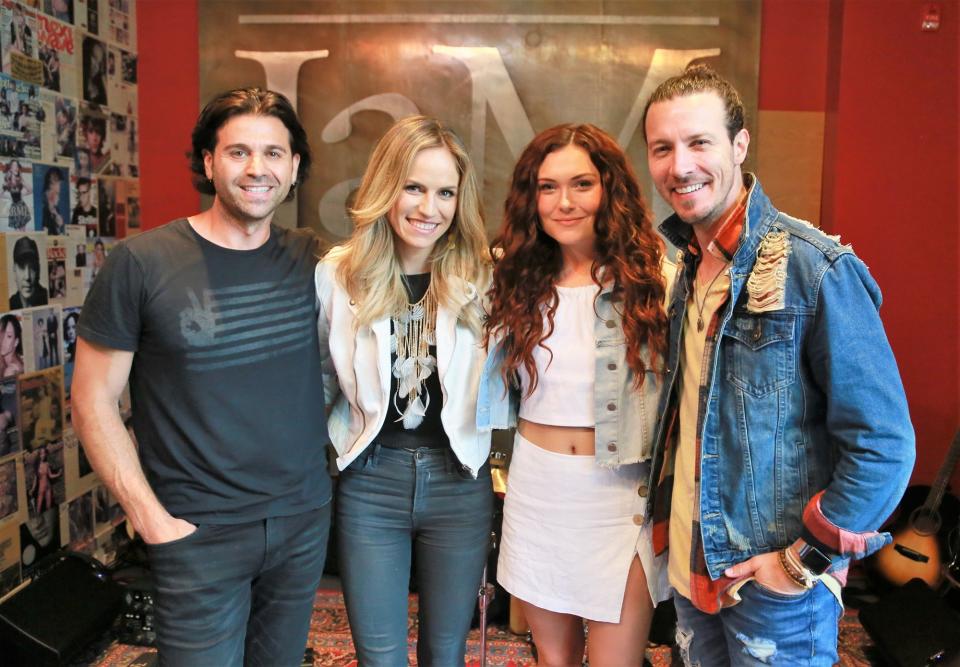 Haley & Michaels, Kylie Morgan and Rayne Johnson pose at JaM Cellars Tasting Room on May 15.