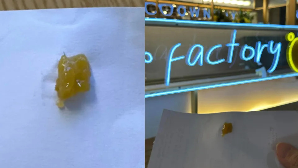 A man had bit into the mini taro ball at Beans Factory and found a sharp object in it. (Photos: Facebook/Jenn Chan)