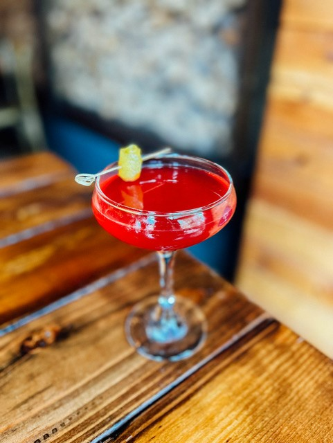 The Hibiscus Sunset from Porta in Asbury Park, with Conniption American Dry gin, hibiscus-honey syrup and lemon.