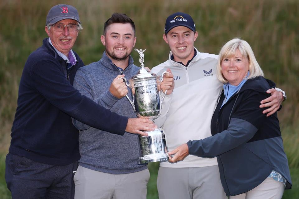 Matt Fitzpatrick alongside father Russell, brother Alex and mother Susan. (Getty Images)