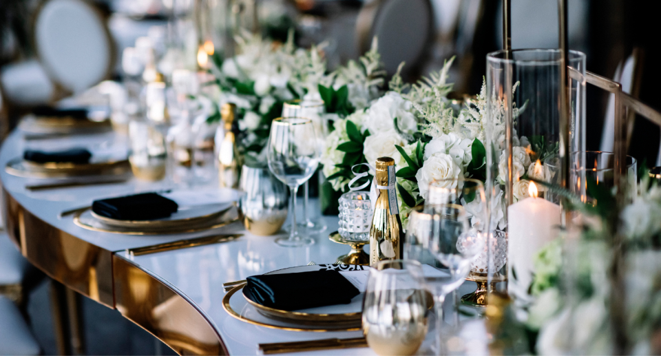 Table setting at a wedding.