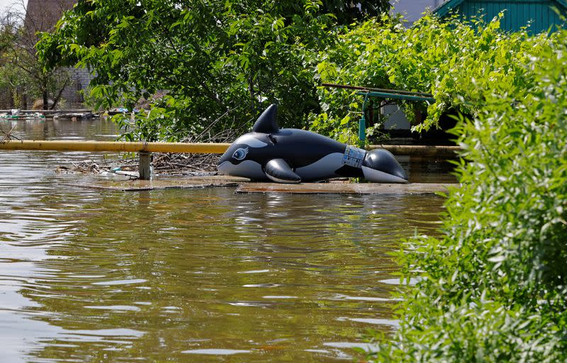 Flooded town of Hola Prystan following Nova Kakhovka dam collapse