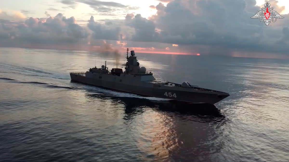 The Russian navy's Admiral Gorshkov frigate is seen en route to Cuba (Russian Defense Ministry Press Service)
