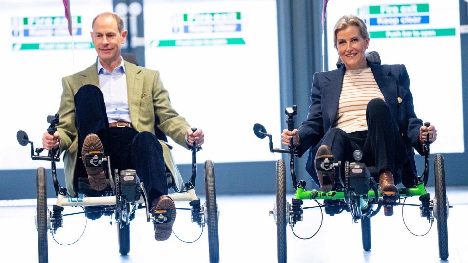 Prince Edward and Duchess Sophie try adaptive cycling