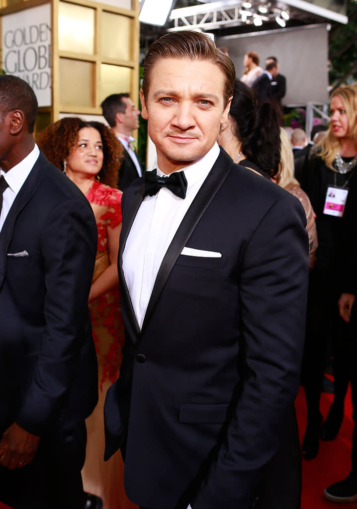 Jeremy Renner arrives at the 70th Annual Golden Globe Awards at the Beverly Hilton in Beverly Hills, CA on January 13, 2013.