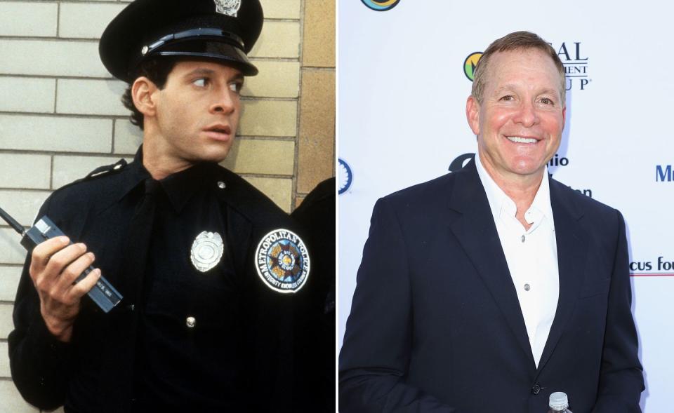 <p>Bowing out after the fourth <i>Police Academy </i>movie <i>Citizens on Patrol</i>, Guttenberg's role as arch prankster Mahoney was simply rewritten for another actor. Not that he minded. A huge star during the '80s, he followed up <i>Police Academy</i> with the triple whammy of <i>Cocoon</i>, <i>Short Circuit</i> and <i>Three Men and a Baby</i>. The '90s saw him tread the boards in the theatre, appearing in <i>Furthest From the Sun</i> (directed and co-authored by Woody Harrelson, no less), as well as shoot a few disappointing action films and a movie (<i>Tower of Terror</i>) based on a Walt Disney theme park ride. The '00s saw him tackle his first film as director (<i>P.S. Your Cat Is Dead</i>), and outside a few minor roles and a TV remake of <i>The Poseidon Adventure</i>, his biggest screen time came in talent show <i>Dancing with the Stars</i> in 2008. He's one of the stars already championing a new <i>Police Academy </i>movie, which he says he'd be happy to appear in. </p>