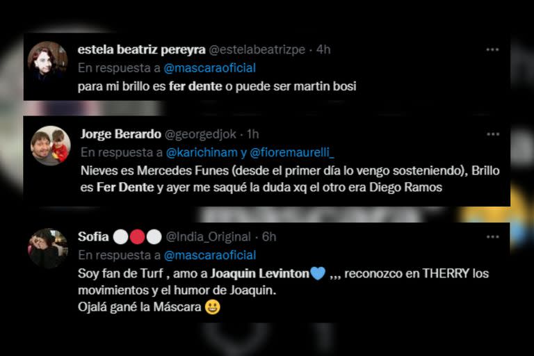 Los apuestas acerca de las identidades de los finalistas (Captura Twitter)