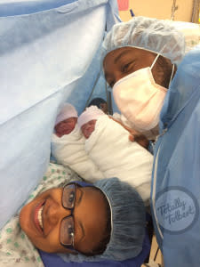 Nia (left) and Robert Tolbert (far right) with twins Riley and Alexander