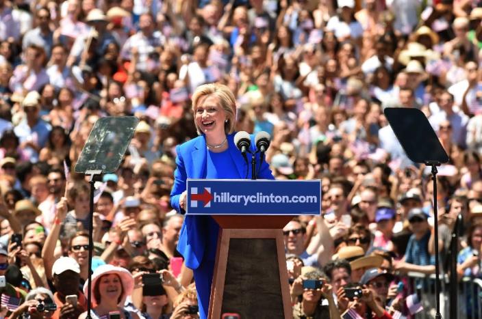 Former Secretary of State Hillary Clinton officially launches her campaign for the Democratic presidential nomination on June 13, 2015 in New York (AFP Photo/Timothy A. Clary)